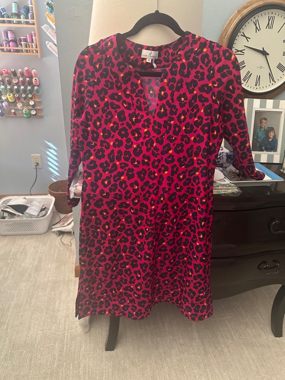 Jude Connally Vibrant Dark Pink Leopard Print Tunic Megan dress, small